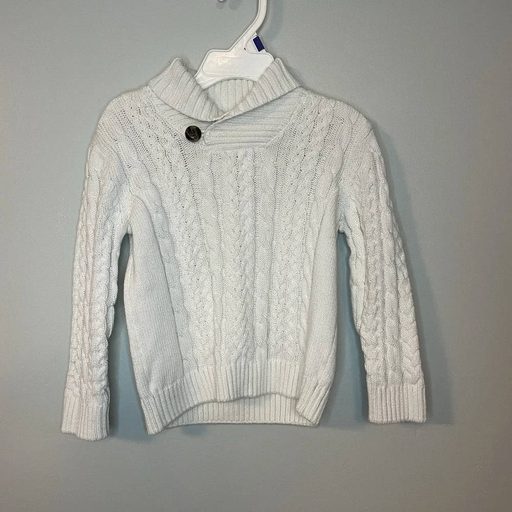Gymboree Cable Knit Sweater Shawl Collar Cream Size 2T